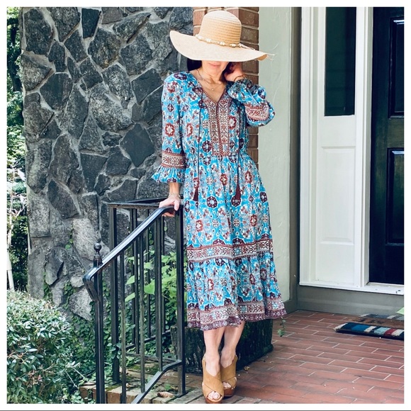 FABULOUS BOHO GYPSY CHIC FLORAL DRESS - Picture 6 of 16